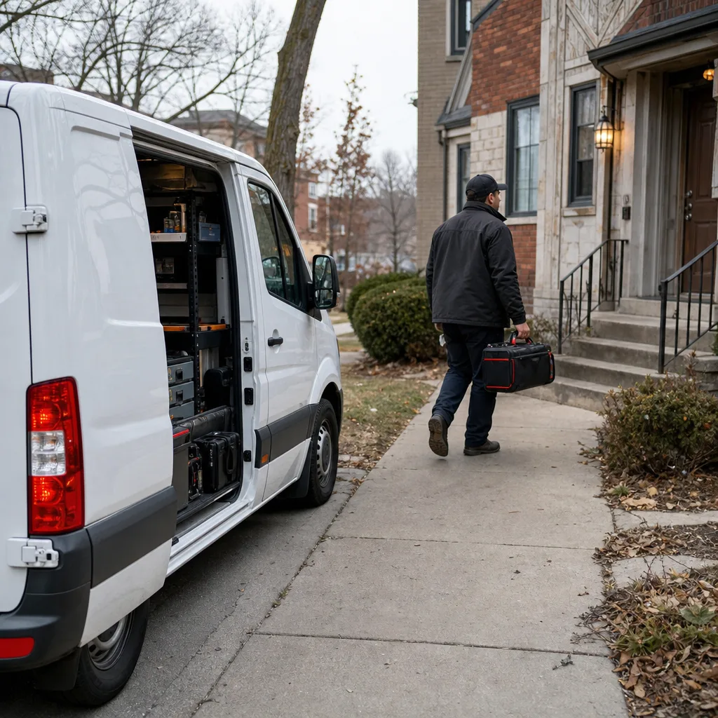 Locksmith carrying professional tools for access control system installation service